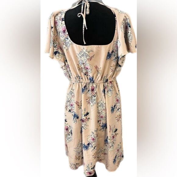 Xhilaration Flutter Sleeve Knee-Length Pink Floral Dress size L - Picture 4 of 10